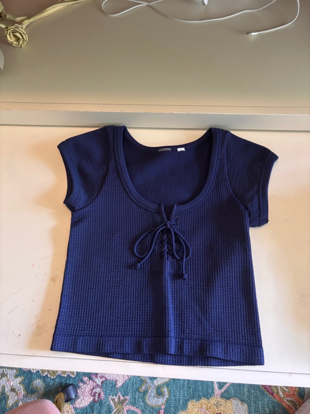Altar’d State Navy Ribbed Top - Picture 2 of 3
